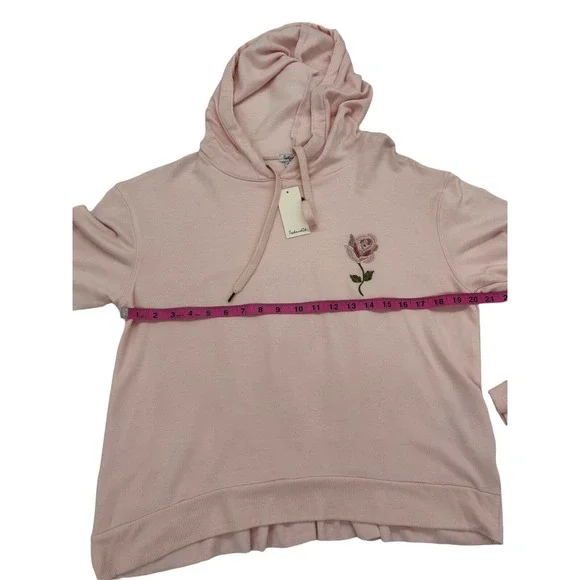 Splendid Gathered Back Hoodie Pajama Top In Ballerina Pink Size M - Picture 8 of 11